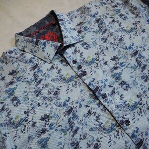 Au Noir Button Up Shirt Mens Sz 6 (2XL) Multicolor Abstract Flip Cuffs